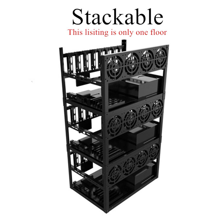 Stackable For ETH BTC Ethereum 6/8GPU Open Air Mining Rig Frame Case Computer Crypto Coin