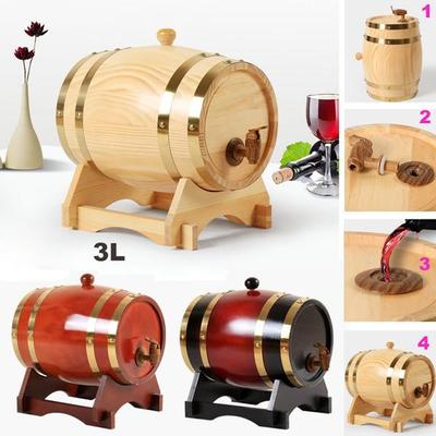 Fût de stockage en chêne de 3 L, doublure en aluminium intégrée pour stocker votre propre whisky, bière, vin, bourbon, brandy et plus encore