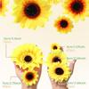 MTLEE 150 Pieces Fake Sunflower Artificial Silk Sunflower Heads Faux Flowers Decoration Yellow Floral Arrangements for Craft Home Party Wedding
