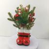 Jultomtens Stövlar Planter Röd och Vit Harts Jultomtens Stövlar Blomkruka med Spänne och Snöflingeaccenter Jul Bordsdekoration för Spiselhylla