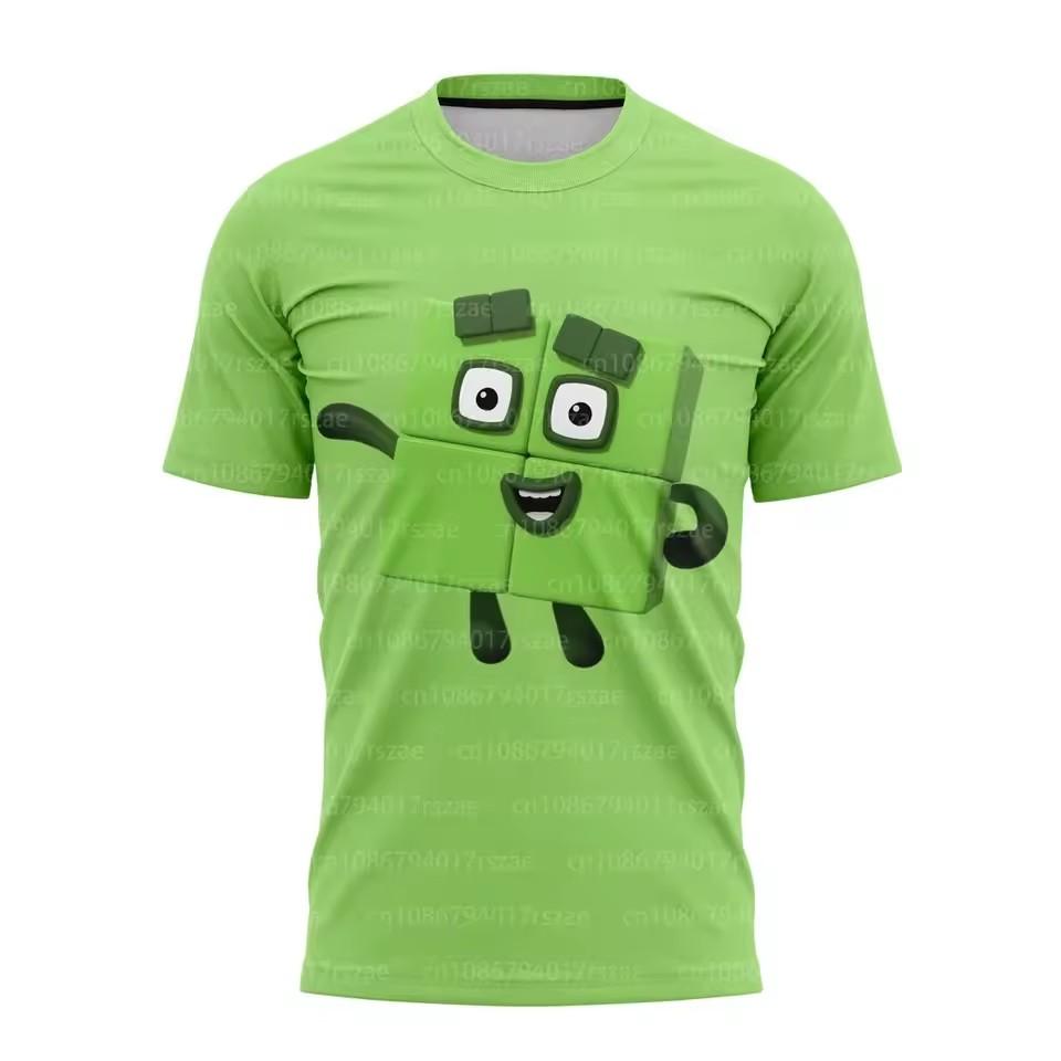 Cartoon Funny Number Block 3D Print T-shirt Summer Cute Couple Short Sleeve Tees Boys Girls Oversized Clothes