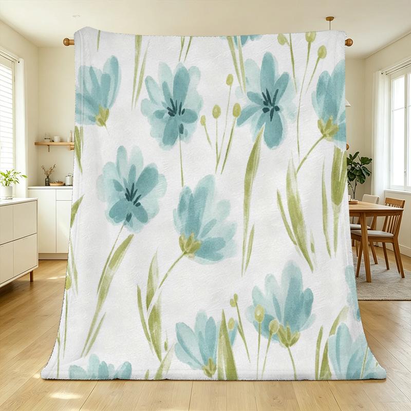 Lightweight Floral Flannel Throw Blanket – Soft, Cozy & Warm Home Blanket for Christmas, Halloween Holiday & Daily Use