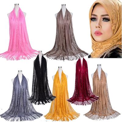 Luxury Women Girls Headscarf Headwear Head Wrap Hollow Tassel Scarf Hijab Shawl Scarf Head Scarves