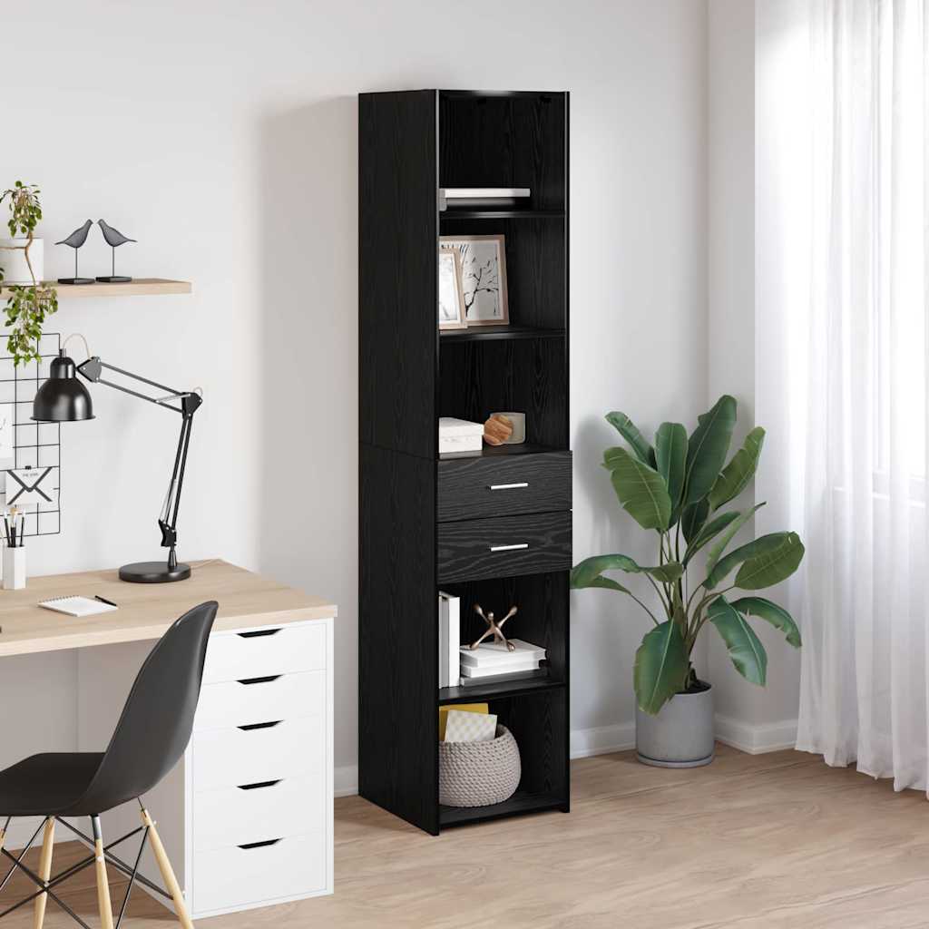Highboard in Black Oak Look 40 x 42.5 x 185 cm Particleboard