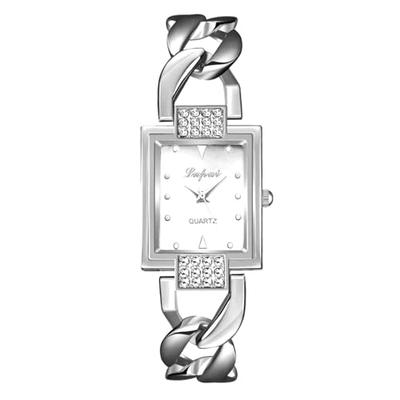Women's Analog Waterproof Watch Bracelet: Square Diamond Bangle Bracelet In Gold or Silver, Casual, Business, or Fashion Accessory - Perfect Gift for