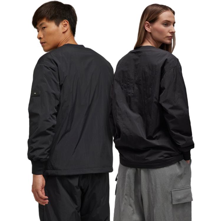 Y-3 Casual Solid Color Round Neck Loose Pullover Sweatshirt Unisex sweatshirt Black IP5588