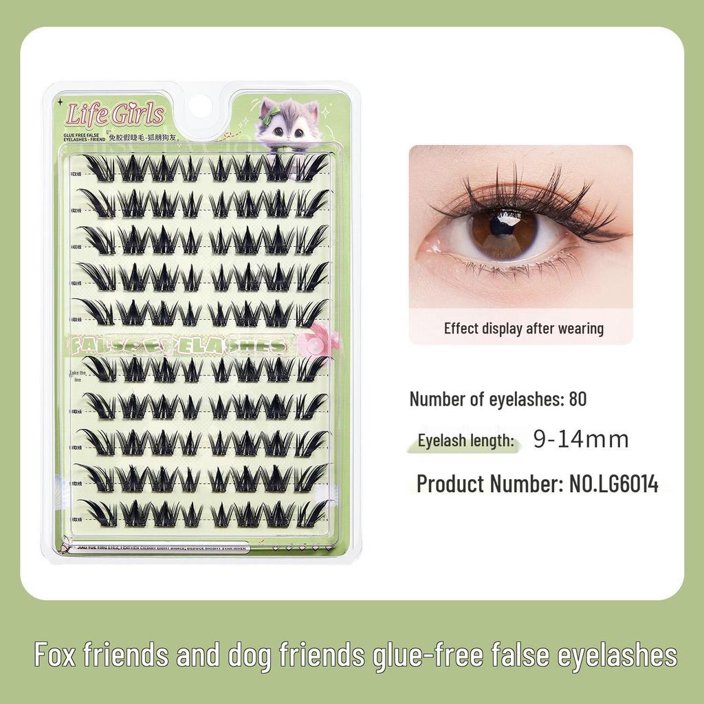 Sztuczne rzęsy LifeGirls Samoprzylepne 'Lisie Oko' z Naturalnym Podkręceniem i Przezroczystym Żelowym Paskiem Kleju.