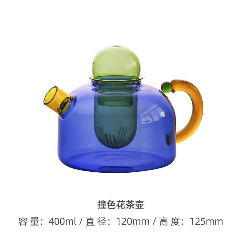 

Creative contrast color high temperature resistant glass tea water separation filter small bubble teapot