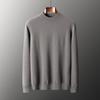 Men's Seamless Cashmere Sweater, Half-High Collar, Solid Color, Loose Fit, Plus Size, Ideal for Middle-Aged, Autumn/Winter Base Layer.
