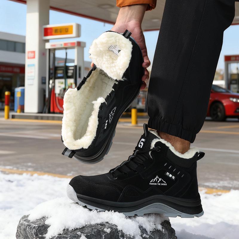 Anti-Static Fleece-Lined Safety Shoes - High-Top, Wear-Resistant, Dust-Free for Winter