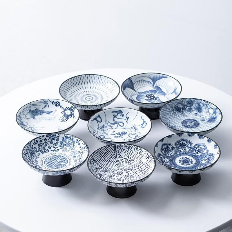 Retro Blue and White Ceramic Fruit & Snack Plate