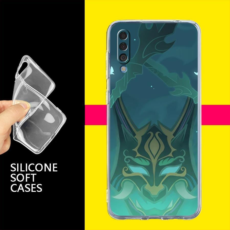 Etui na telefon dla Samsunga A14 A50 A70 A30 A40 A20E A10 A10S A20S A02S A04S A12 A22 A32 A34 A42 A52 5G A54 Pokrowiec z logo Genshin Impact