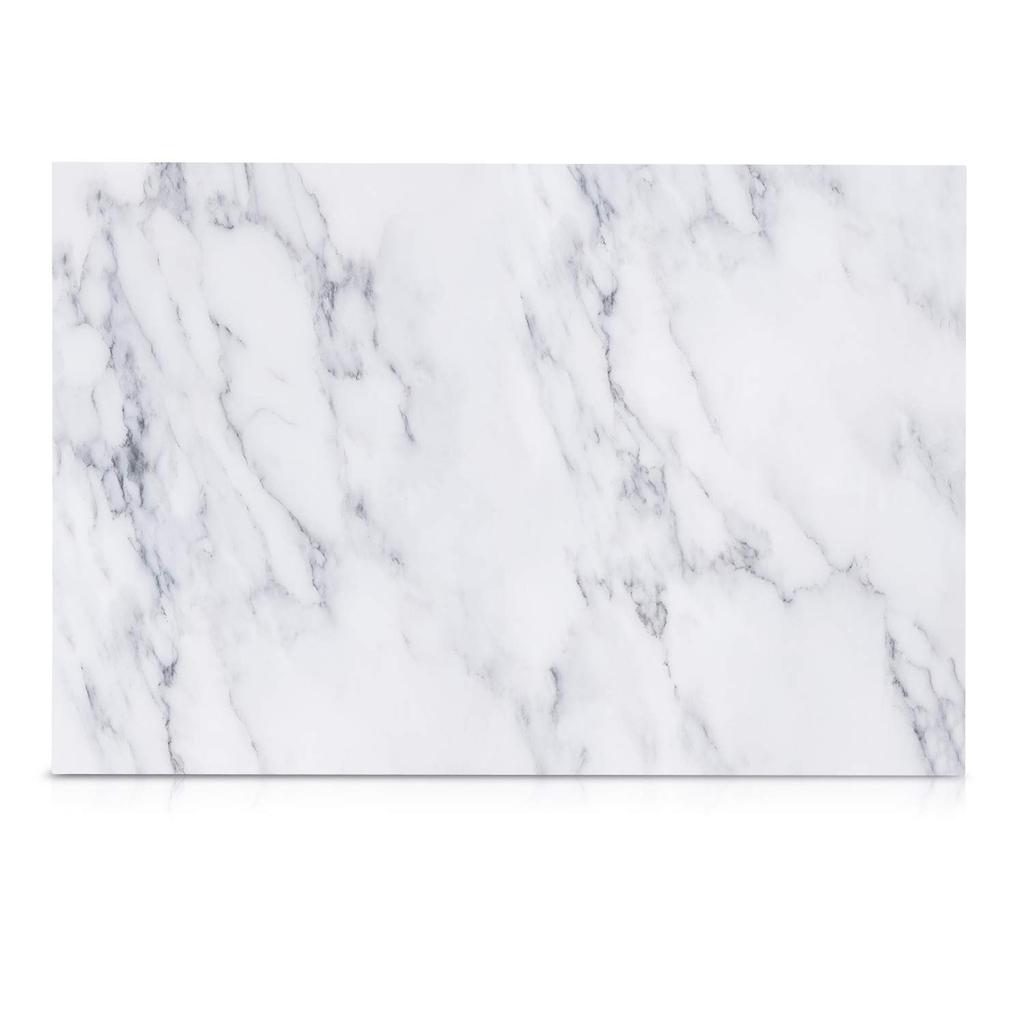 Navaris Magnetic Whiteboard, 60 x 40 cm - Stylish Magnetic Wall-Mounted MDF Memo Board for Offices, Meeting Rooms, and Home Use - White Marble