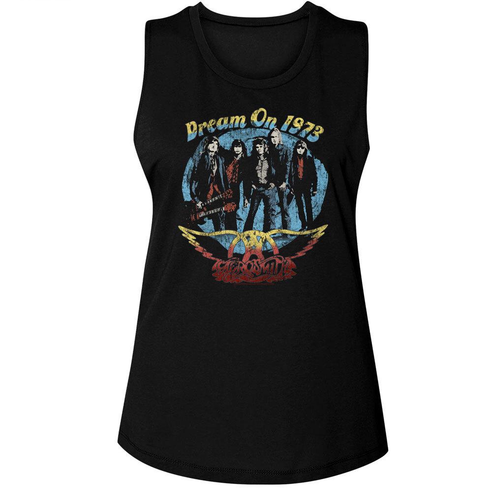 

Aerosmith Dream On 1973 Freedom Wing Logo Women s Muscle Tank T Shirt Rock Band Unisex T-Shirt L