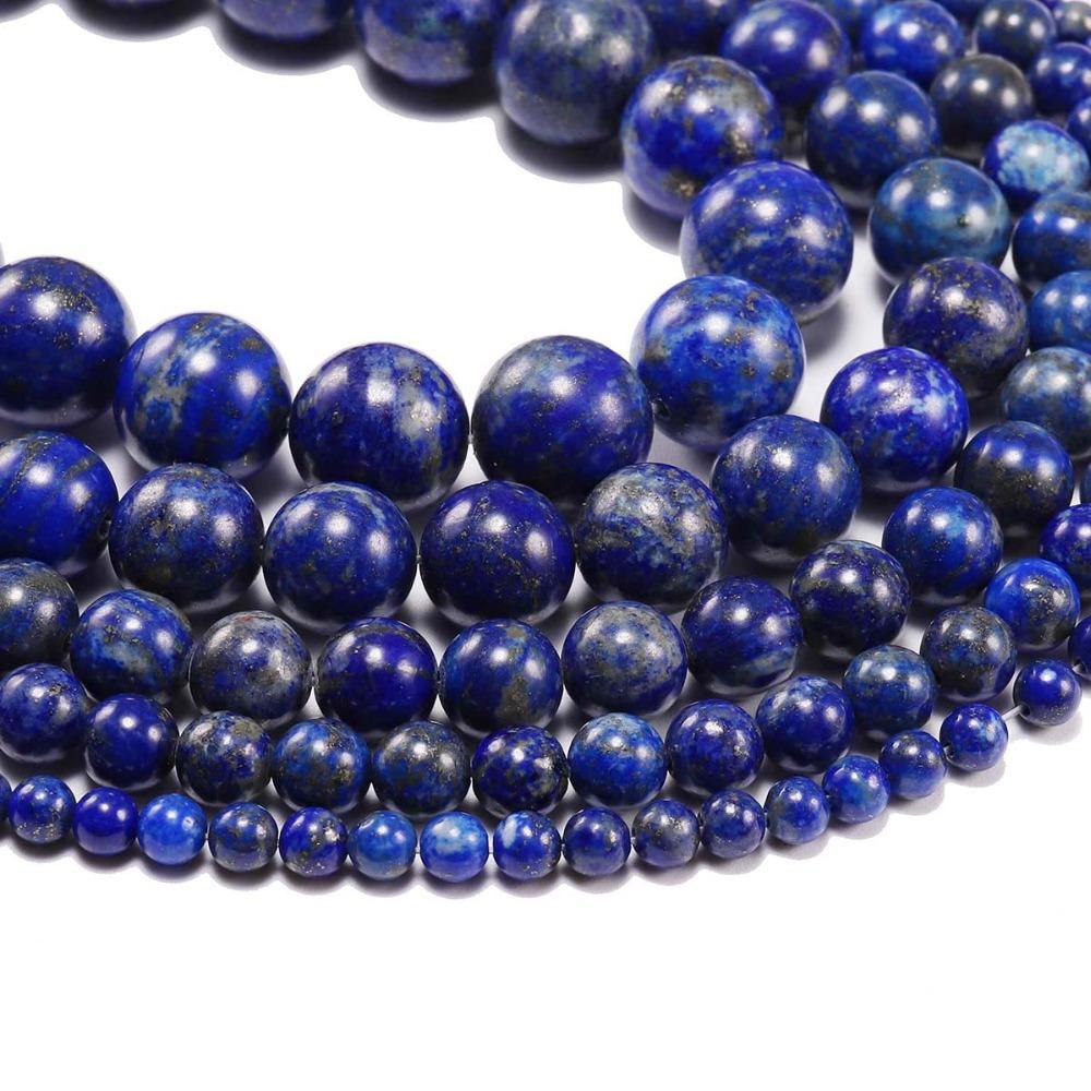 1strand/lot 4/6/8/10/12 Mm Natural Lapis Lazuli Stone Beads Round Loose Spacer Bead For Jewelry Making Findings DIY Bracelet