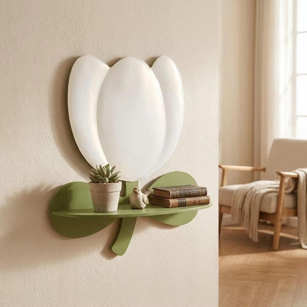 Wood Flower Wall Shelf Flower Shape Decorative Wall Shelf Gifts Display Rack  Room Decoration