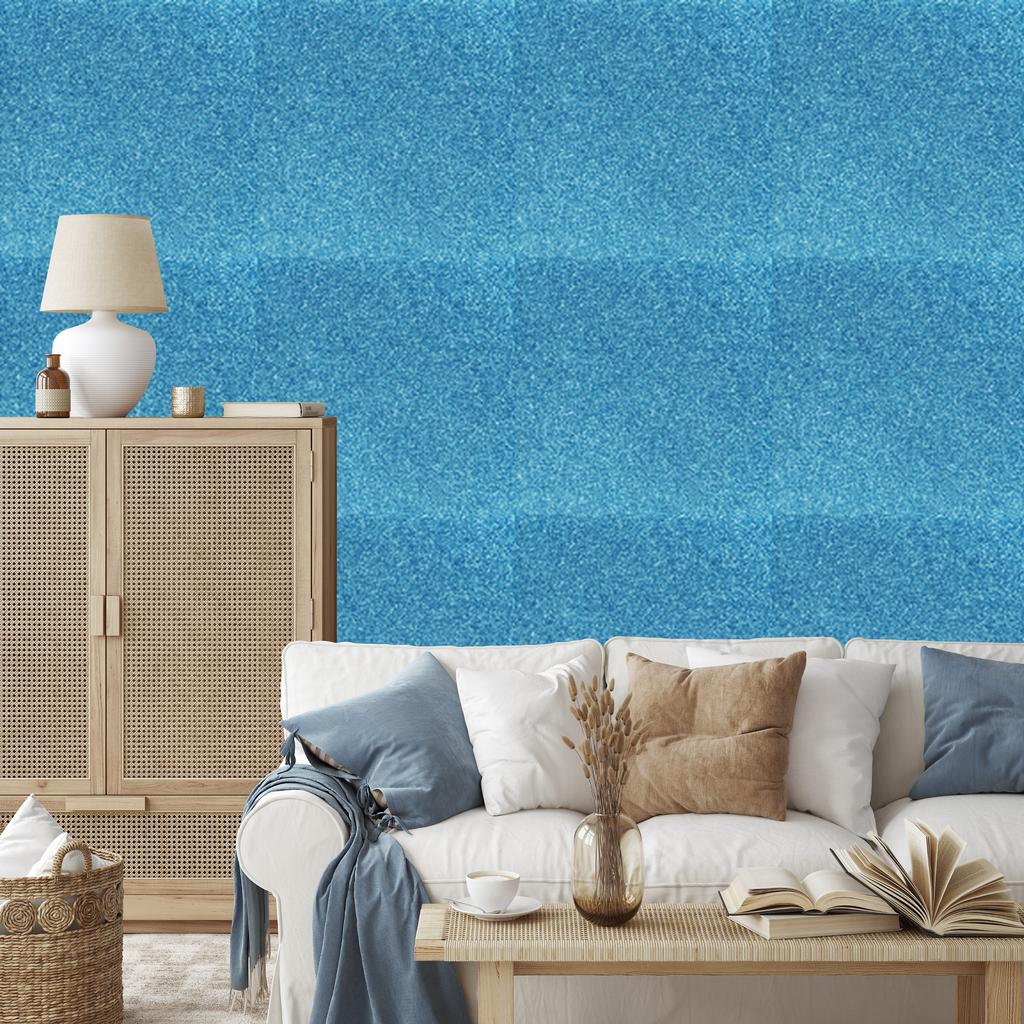 Blue, turquoise and azure glitter wallpaper for living room and bedroom 50x1000