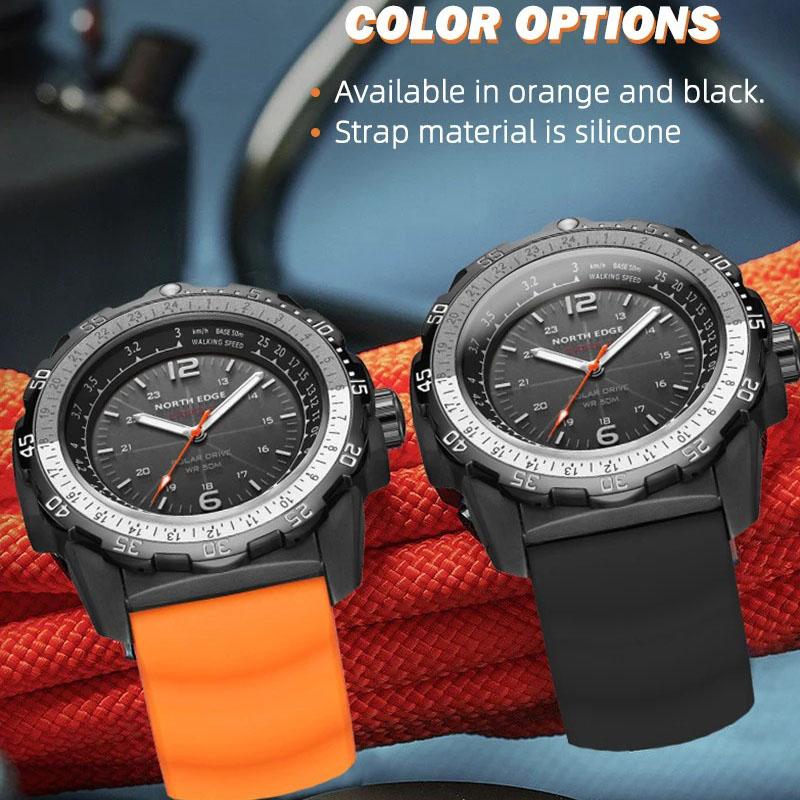 NORTH EDGE EVOQUE 2 Relógio Militar Digital Masculino Energia Solar Ambiental Relógio de Pulso Esportivo Masculino Luminoso Relógios À Prova D'água 50M