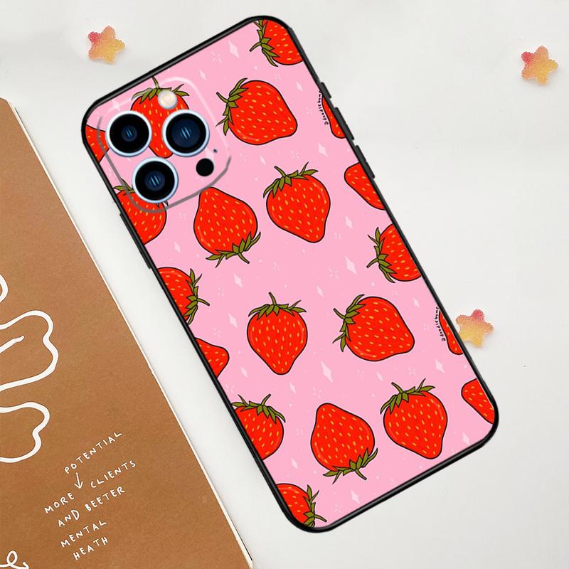 Strawberry Phone Case For iPhone 17 Pro Max 14 11 15 16 Pro Max 12 13 mini 16 Plus 16e 17 Air Funda