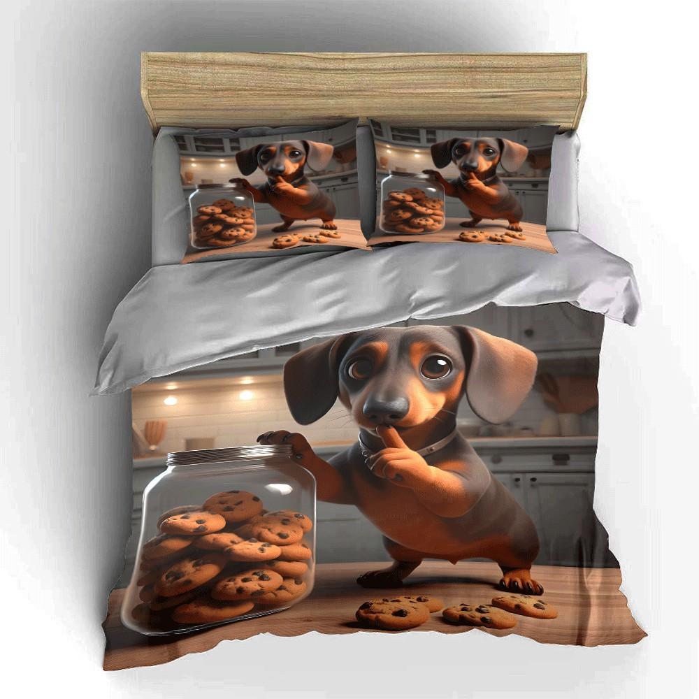 Dreiteiliges Keksliebhaber-Set – Exquisites dreiteiliges Bettwäsche-Set, Geschenk für Kinder und Erwachsene EU Twin 135X200cm&set black