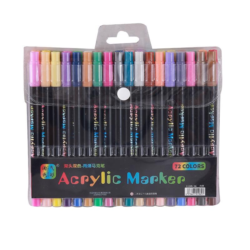 24-120 Colors Dual Tip Acrylic Marker Pens Set Brush Paint Markers for Rock Painting, Canvas, Wood Ceramic Art Supplies for Kids