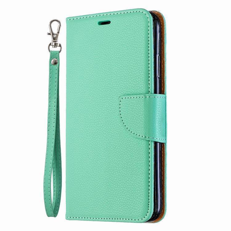 Etui skórzane w jednolitym kolorze z wzorem liczi na iPhone 15 Pro 13 Etui typu flip 7P Ochronne etui odporne na upadki