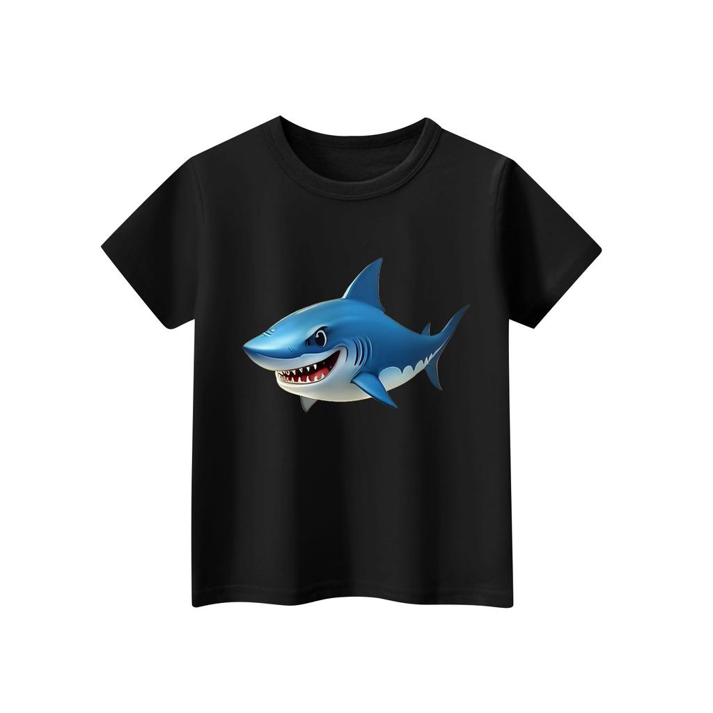 Dziecięcy T-shirt z krótkim rękawem i okrągłym dekoltem, z nadrukiem zwierzęcym, codzienny