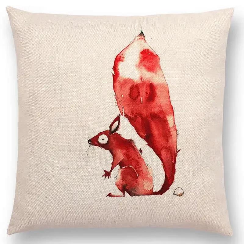 Lustige Cartoon Schurken Tiere Sofa Kissenbezug Eichhörnchen Hase Maus Flamingo Fuchs Hund Eule Vogel Tom und Jerry Kissenbezug