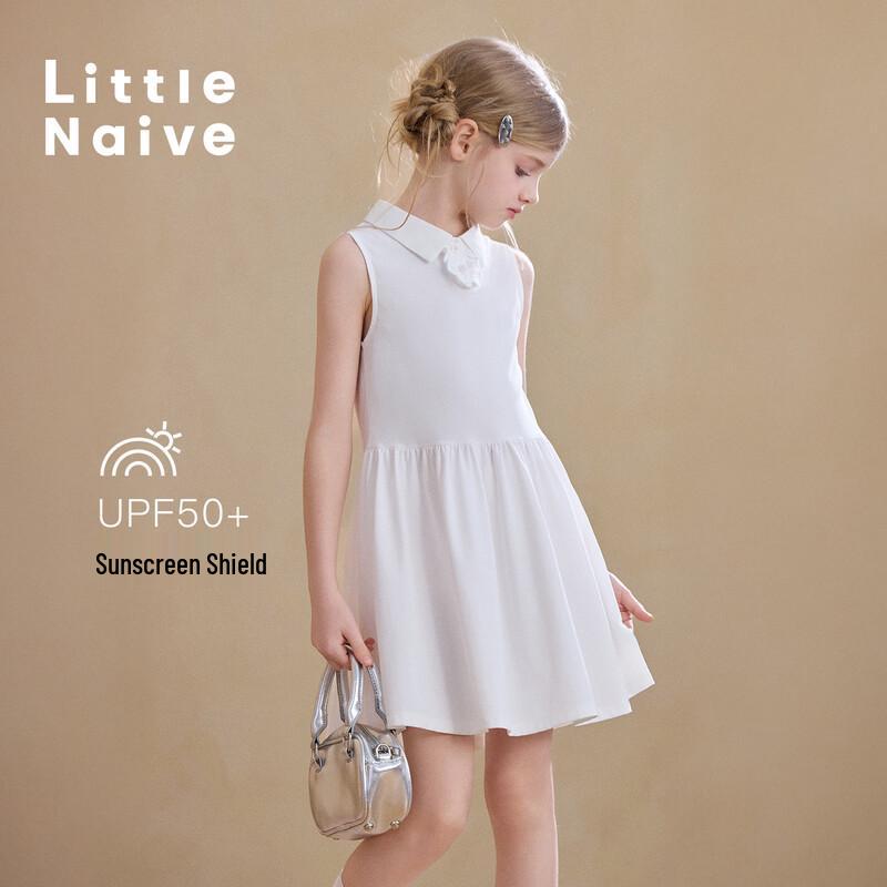 Girls  Peter Pan Collar Cooling Sun Protection Sleeveless Dress 110