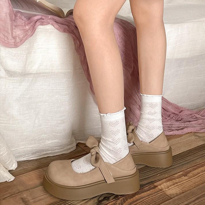 Retro British Style Platform Small Leather Shoes Women's 2025 New Spring and Autumn Versatile Bow with Skirt Mary Jane Single Shoes