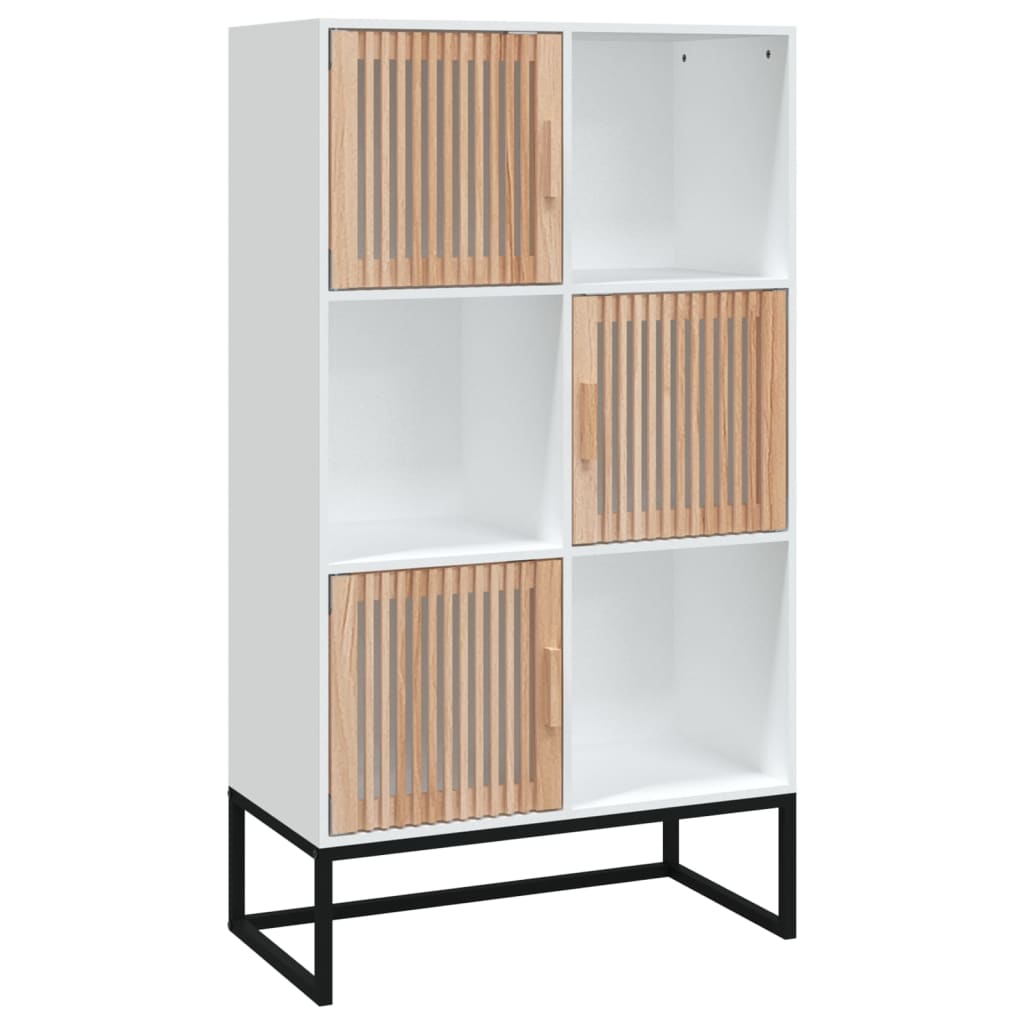 Highboard In White 70 X 35 X 125 Cm Engineered Wood