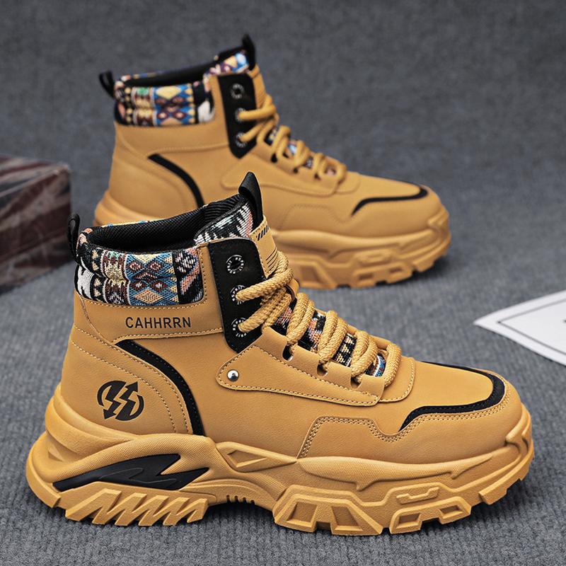 

Autumn and winter men s high-top thick-soled Martin boots outdoor tooling casual short boots live British mountaineering tactical rhubarb boots 44