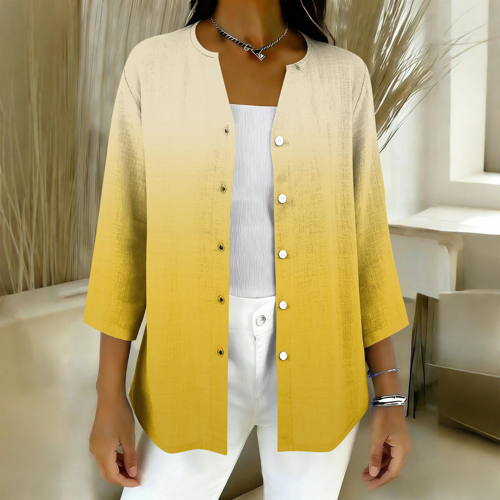 

Women s 3/4 Sleeve Shirts Graphic Tees Shirts Casual Basic Tops Pullovers XL жовтий