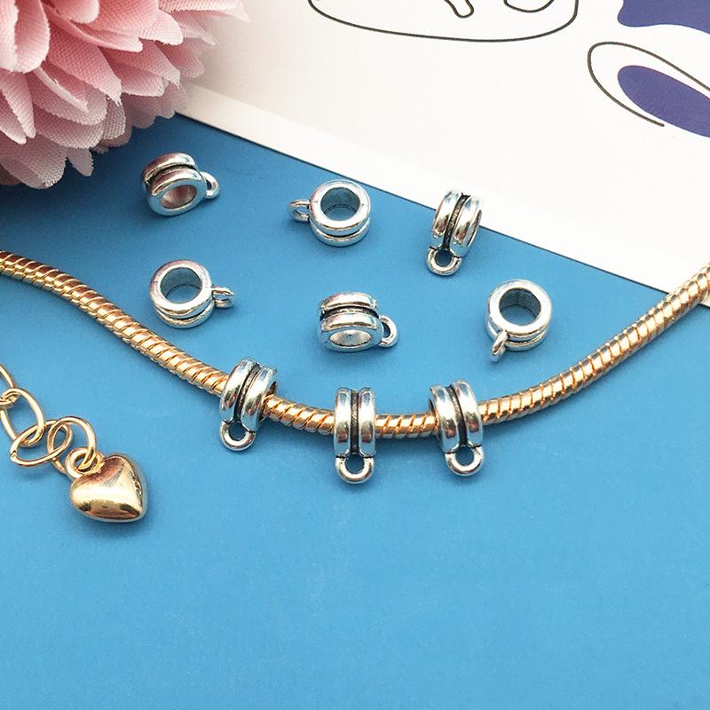 1 4Mm Large Hole Tee Hanging Head Pendant Buckle Handmade Diy Silver, Bracelet Jewelry Accessories