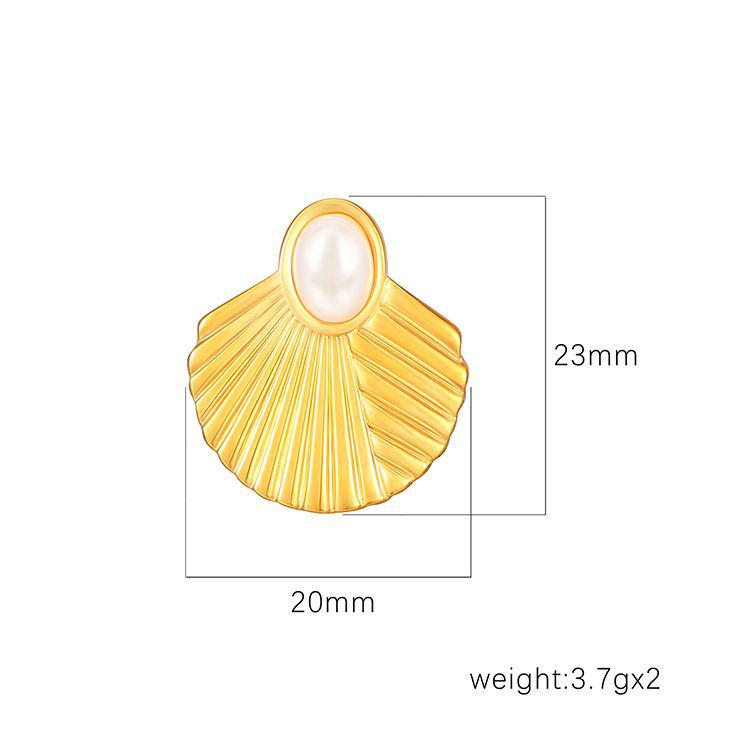 Geometric Fan-Shaped Pearl Earrings: European & American Fashion Trend