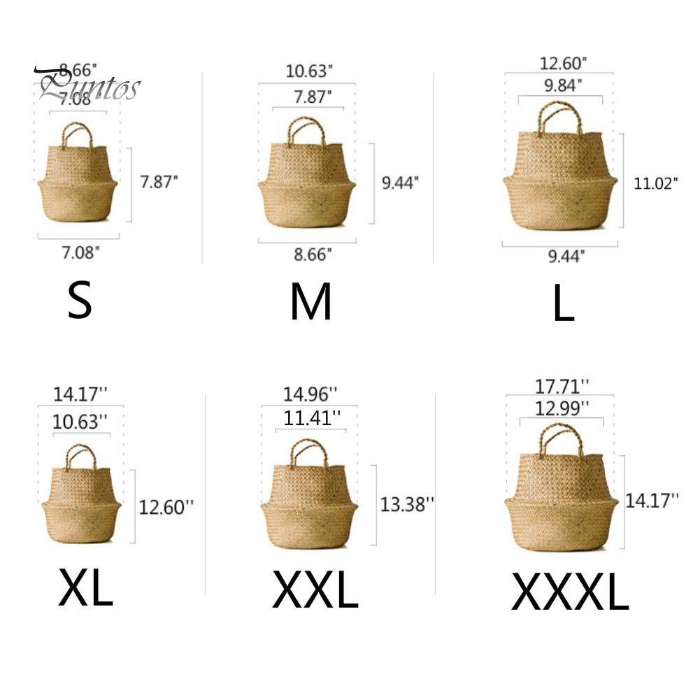 Home Storage Bucket Toy Sundries Clothes Plants Basket Seagrass Weaving Foldable