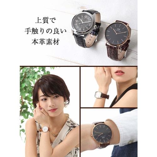 Calm Crocodile-Embossed Genuine Leather Watch Strap Replacement Band, 12mm To 24mm, Includes Replacement Instructions (14mm, Black with White Stitchin