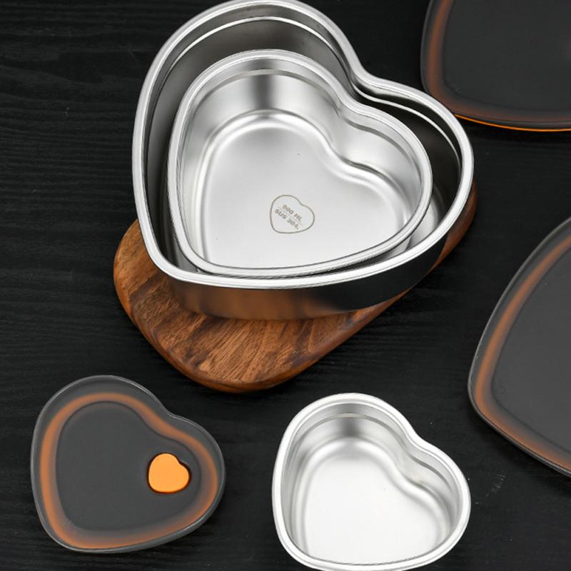 Hjerteformet matboks Bento-boks Forseglet Lekkasjesikker 304 Rustfritt Stål Matbeholdere Med Plast