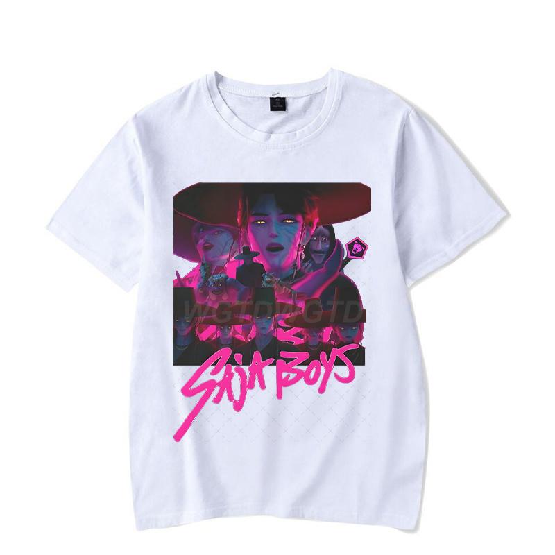 KPop Demon Hunters T-shirt Cartoon Saja Boys Street Style Clothes Crew Neck Women Men Tops Hip Hop Anime Fashion Casual Tops