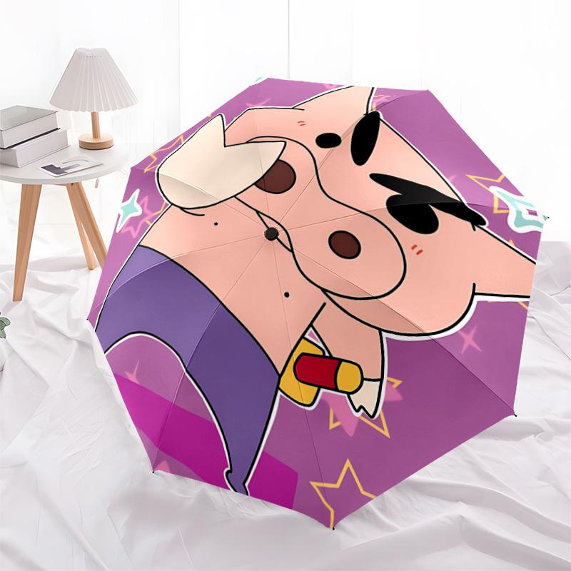 1pc Crayon Shin chan Automatic Open/Close Folding Umbrella, Windproof 8 Rib Construction, Lightweight Travel Umbrella for Women/Men,0903205