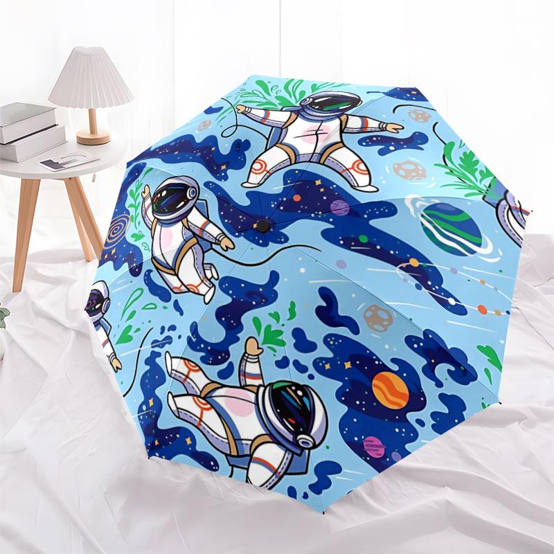 1pc Astronauts Outer_Space Automatic Open/close Umbrella, 8-Rib sturdy structure, Portable Travel Umbrella, Parties, Everyday Useb052