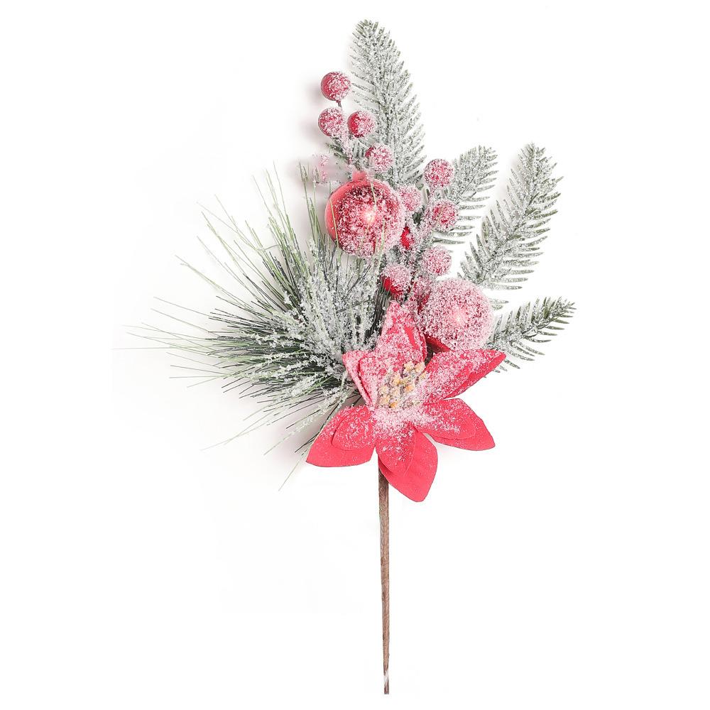 Home Decoration Christmas Pine Branches Green&Red Christmas Cuttings  For Christmas