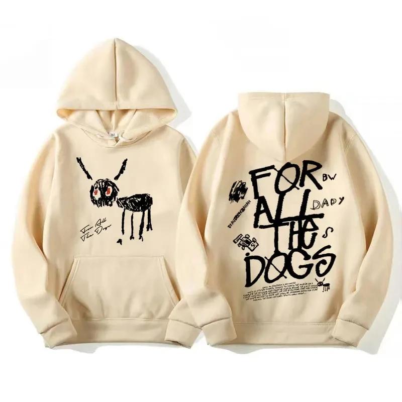 Men's fashion Sweatshirt Vintage Streetwear sweatshirt hat all dog pattern printed hoodies from rapper Drake's