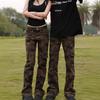 American Camouflage Slim Fit Flare Work Pants 2025: Versatile Washed Wide-Leg Pants