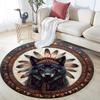 Wolf Chief Round Area Rug,Carpet Rug for Living Room Bedroom Sofa Playroom Decor,Non-slip Floor Mat