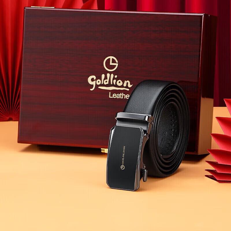 

Мужской деловой кожаный ремень Goldlion с автоматической пряжкой и подарочной коробкой 120cm or below