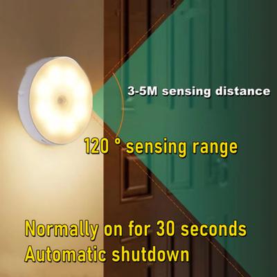Motion Sensor LED Night Light With Switch Bedroom Lamp USB Rechargeable Energy-saving Automatic Wall-Mounted Body Induction Lamp