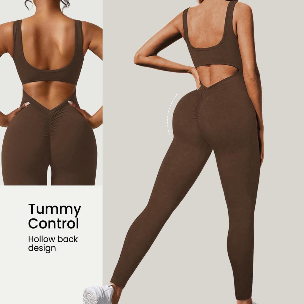 Women's European & American High-Elastic Yoga Bodysuit with Sexy Back Design and Tight-Fitting Long Pants
