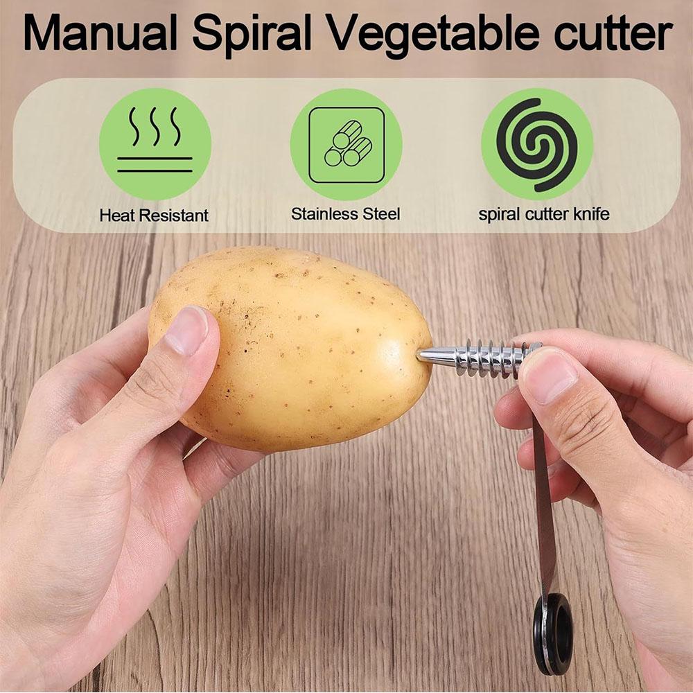 2pcs Stainless Steel Spiral Cutter for Fruit, Potatoes, Carrots, Cucumbers