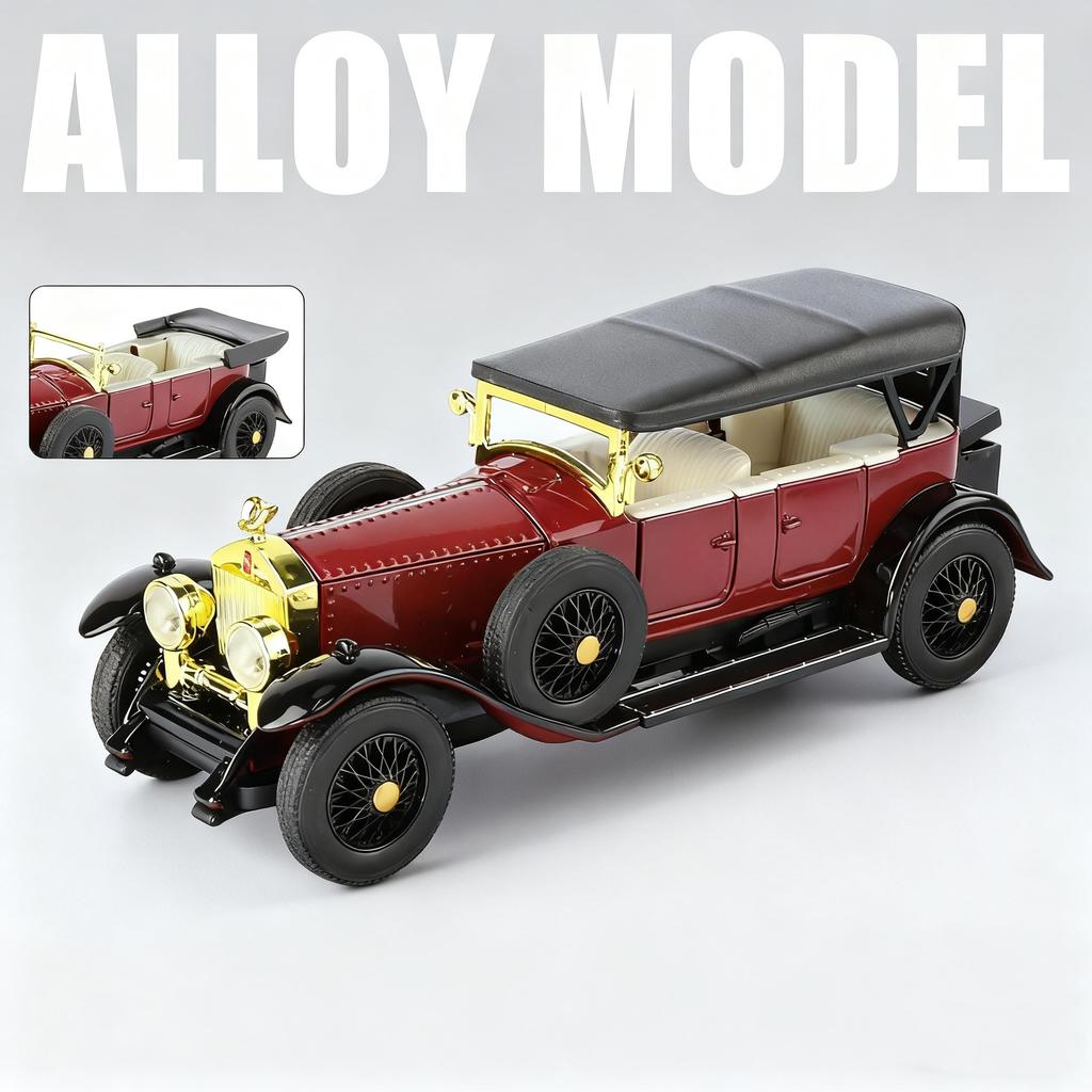 1/32 Rolls-Royce Phantom I Alloy Classic Old Car Model Metal Retro Luxy Vehicles Car Model Sound Light Simulation Kids Toys Gift